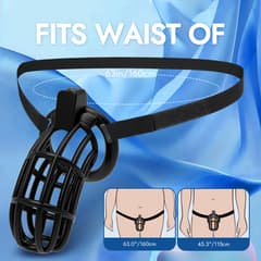UTIMI 3D Printed Chastity Cage – Breathable PC Cock Cage with 4 Size Rings, Hidden Lock & Adjustable Belt (Black)