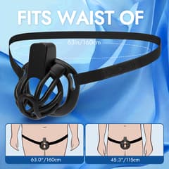 UTIMI 3D Printed Chastity Cage – Breathable PC Cock Cage with 4 Size Rings, Hidden Lock & Adjustable Belt (Black)