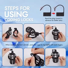 UTIMI 3D Printed Chastity Cage – Breathable PC Cock Cage with 4 Size Rings, Hidden Lock & Adjustable Belt (Black)