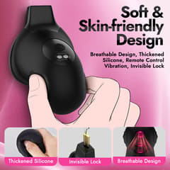Utimi & Deeplusty App-Controlled Vibrating Chastity Cage – Silicone Cock Cage, 8 Modes, 4 Rings, Secure Lock