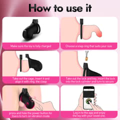 Utimi & Deeplusty App-Controlled Vibrating Chastity Cage – Silicone Cock Cage, 8 Modes, 4 Rings, Secure Lock