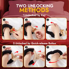 (Presale)Metal Handcuffs – Adjustable Fuzzy BDSM Cuffs with Two Keys for Couples Role Play