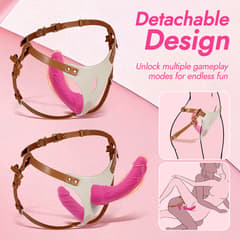 Harness Strap-On Vibrating Dildo with Remote – Dual Silicone, 10 Modes, Adjustable for Couples
