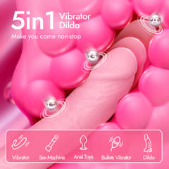 Lavender - 9" Silicone Thrusting Dildo Vibrator with 10 Vibration & 3 Thrusting Modes (Pink)