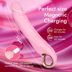 Lavender - 9" Silicone Thrusting Dildo Vibrator with 10 Vibration & 3 Thrusting Modes (Pink)