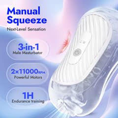 (Pre sale)Peanut – Utimi Dual-Channel Squeezable Male Masturbator, App Vibe & Magnetic Charge (Clear)