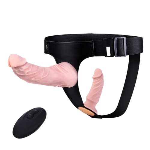 Double Dildos - Silicone Removable Control Vibrating Strap-on