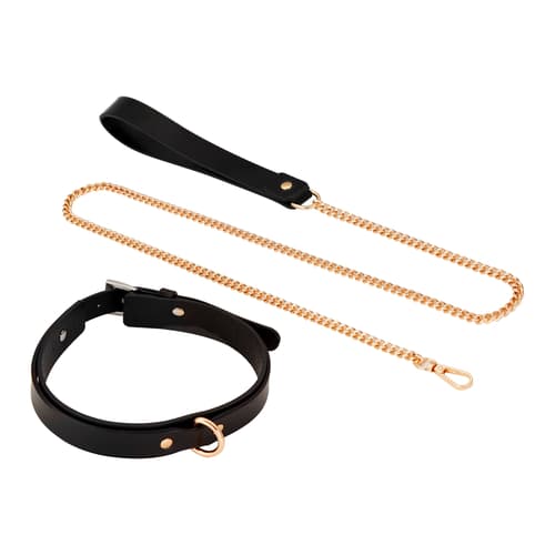 Elegant Black - BDSM Collar Leash Set
