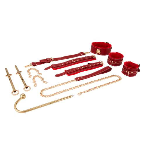 Crimson Ember - BDSM Bondage Strap-On Anal Hook Collar 6 Piece Set