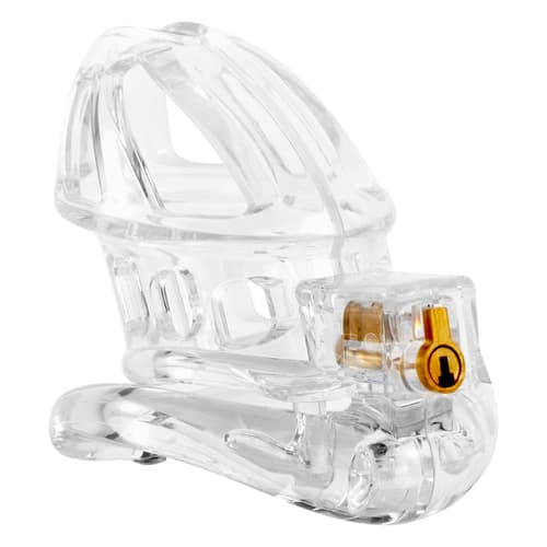 Beginner - Transparent Cutout Breathable CB Vertical Locking Movable Ring Chastity Cage