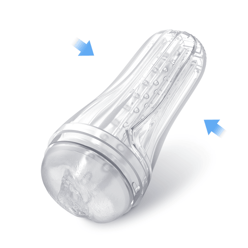 Press it! - Transparent Pressable 7.5" Depth Male Masturbator Pocket Pussy