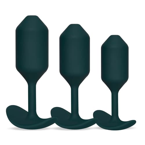 Snug Plug- Weighted Silicone Dark Green Anal Plugs 3-Piece Set