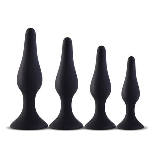 Hands-Free Suction Cup Anal Plugs - Silicone Rear Anal Plugs 5-Piece Set with Enema Anal Rinser