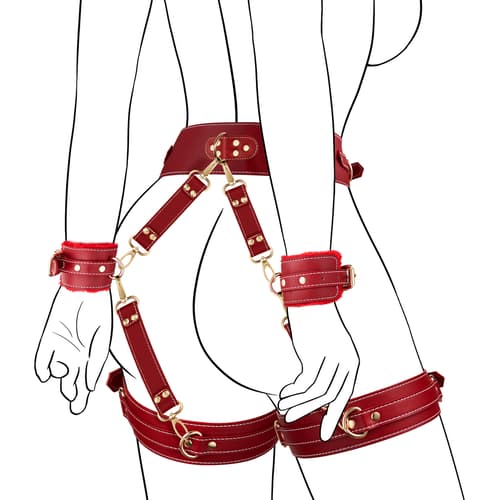 Red 6-Piece Adjustable Bondage Restraint Kit for Couples