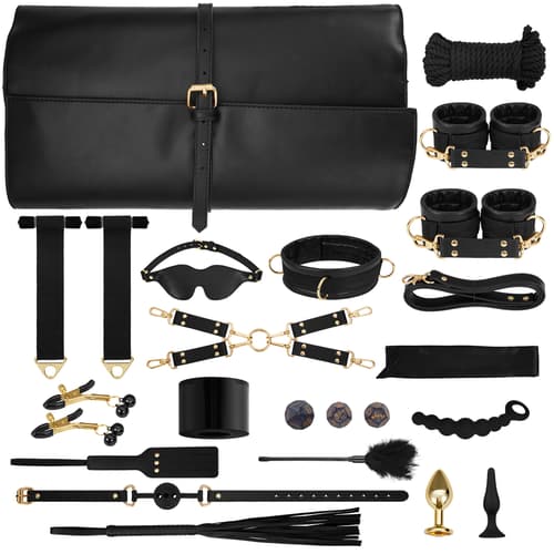 21-Piece Bondage Gear Restraints Kit- Cuffs & Accessories with Storage Bag