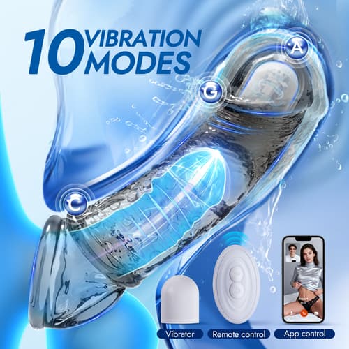 VibeSleeve Pro - Utimi & Deeplusty App-Controlled Vibrating Penis Sleeve – 3 Sleeves, 2 Rings, 10 Modes for Men and Couples
