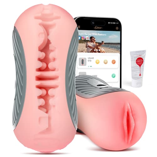 Peanut – Utimi & Deeplusty Dual-Channel Squeezable Male Masturbator, App Vibe & Magnetic Charge （Pink）