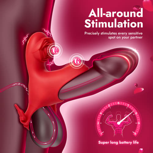APP-Controlled Adjustable Vibrating Cock Ring & Penis Sleeve for Couples