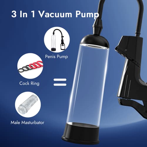 UTIMI Penis Pump for Men – Vacuum Penis Enlarger Kit with 3 Cock Rings & 2 Silicone Sleeves