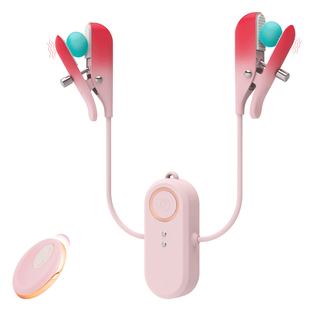 Nipple Clip Vibrator - Remote Controlled 2 in 1 Nipple Clip, Clitoral Clip Stimulator