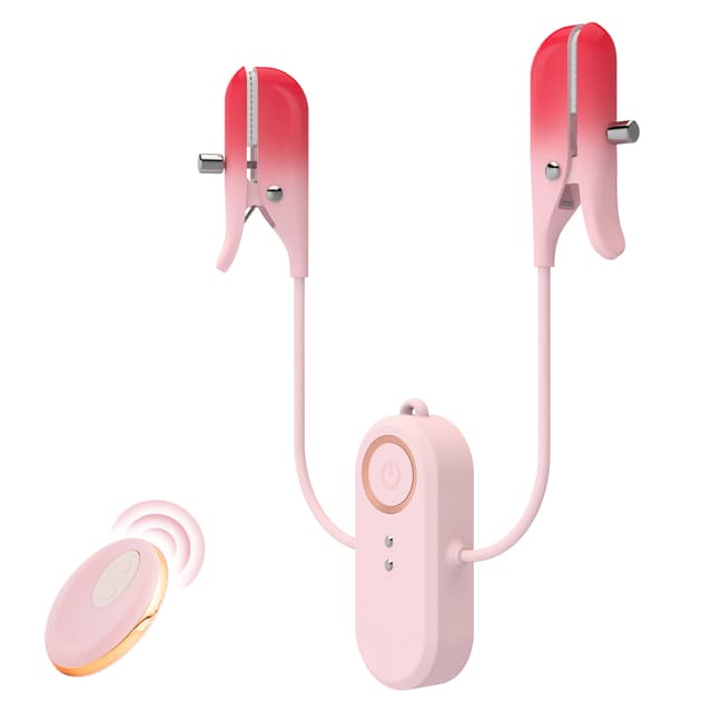 Nipple Clip Vibrator - Remote Controlled 2 in 1 Nipple Clip, Clitoral Clip Stimulator