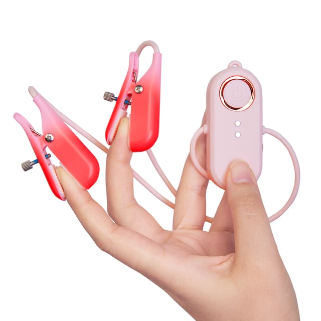 Nipple Clip Vibrator - Remote Controlled 2 in 1 Nipple Clip, Clitoral Clip Stimulator