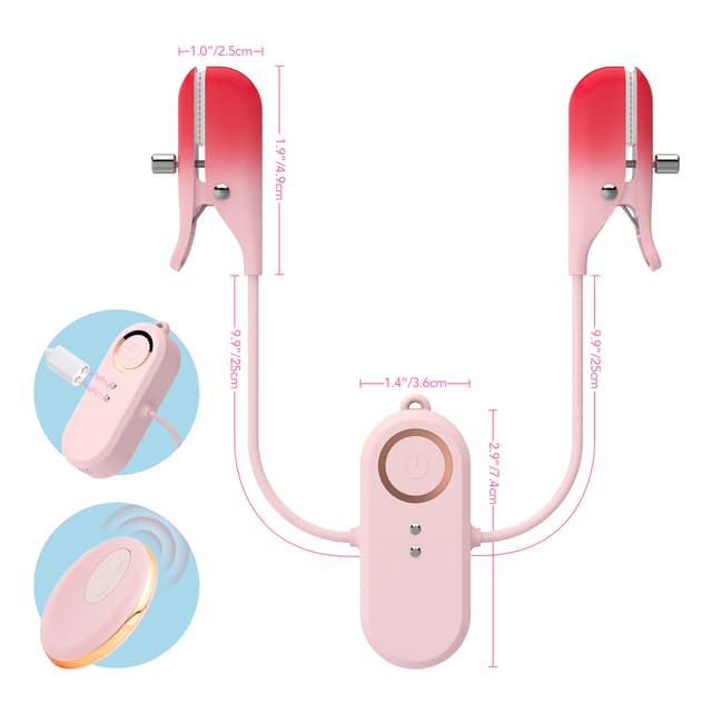 Nipple Clip Vibrator - Remote Controlled 2 in 1 Nipple Clip, Clitoral Clip Stimulator