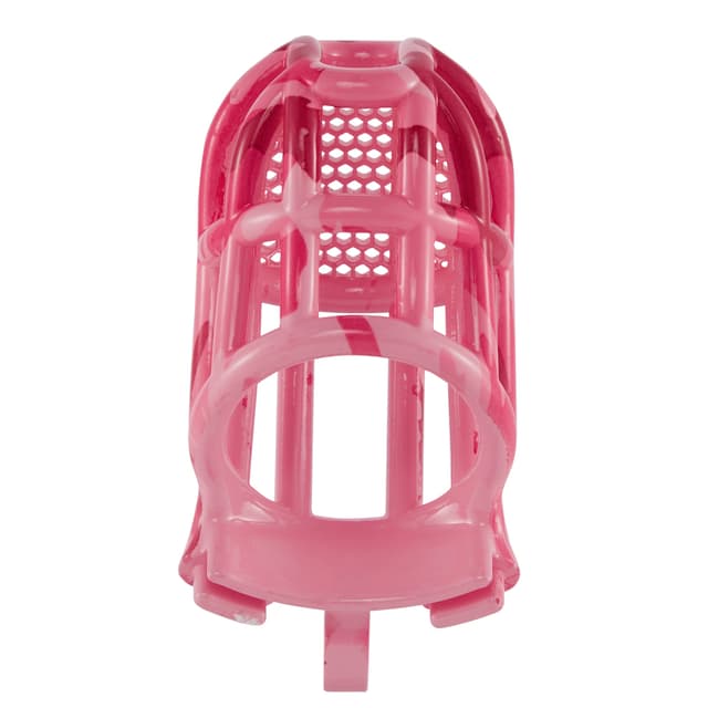 Pink Encounter-3D Design Chastity Cage with 4 Rings and Disposable Lock