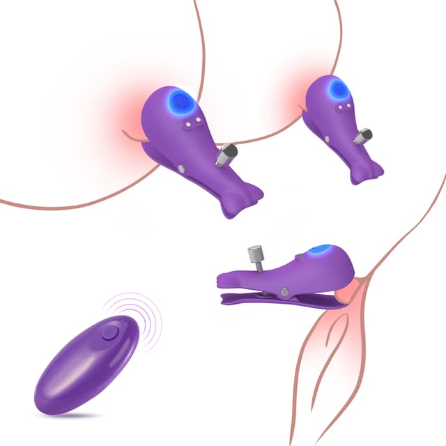 Wireless Nipple Clamps - Electric Triple Nipple Clamps SM Nipple Clamps