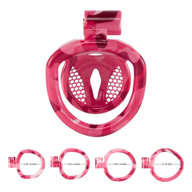 Pink Bird - 3D Design Chastity Cage with 4 Rings with Disposable Lock