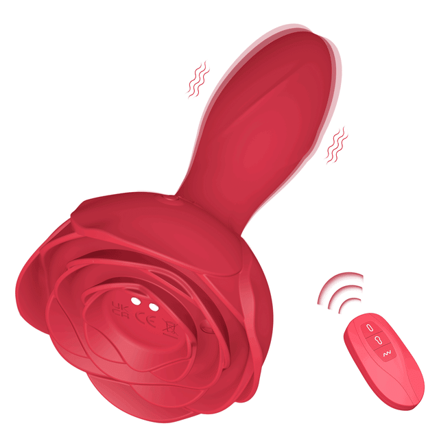 10 Frequency Inflatable Vibrating Rose Anal Plug Prostate Massager