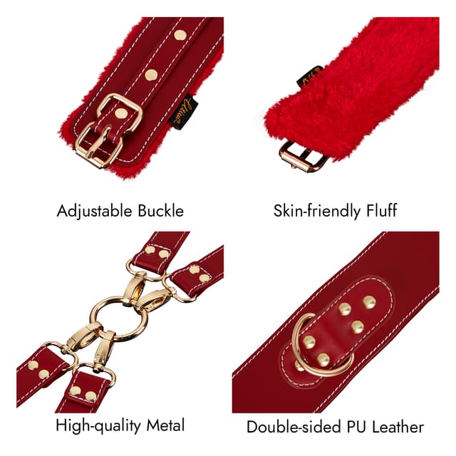 Red 6-Piece Adjustable Bondage Restraint Kit for Couples