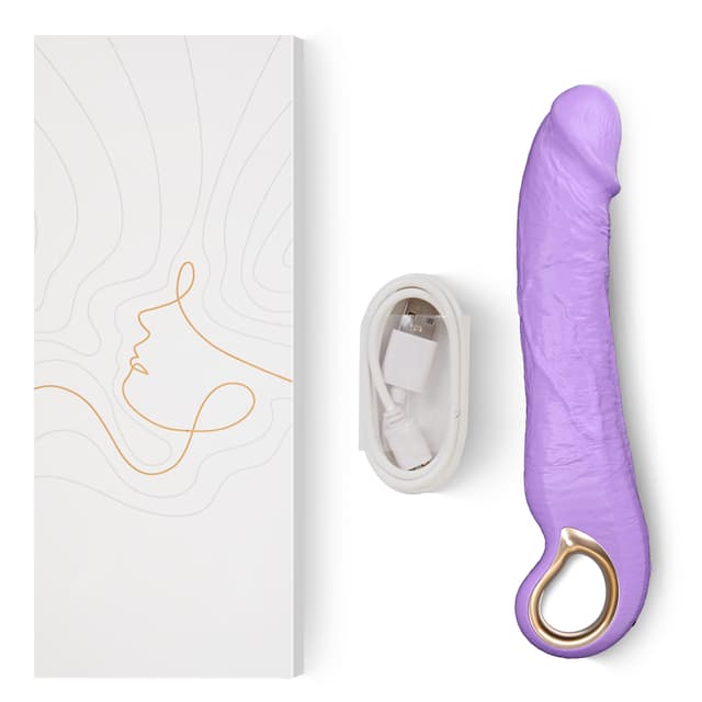 Lavender - 9" Silicone Thrusting Dildo Vibrator with 10 Vibration & 3 Thrusting Modes