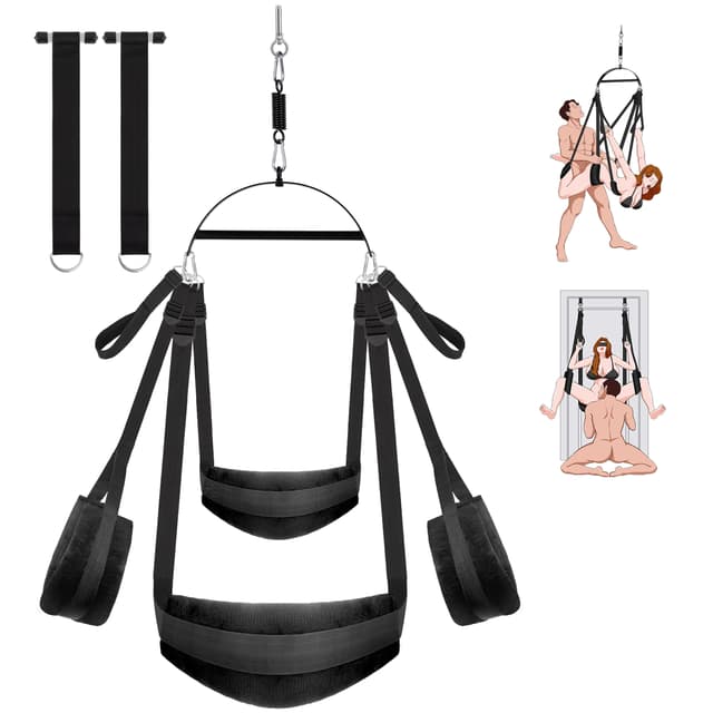 Ultra Sturdy - Padded Handlebar Restraint Straps with 1100 lbs Double Purple Black Sex Swing