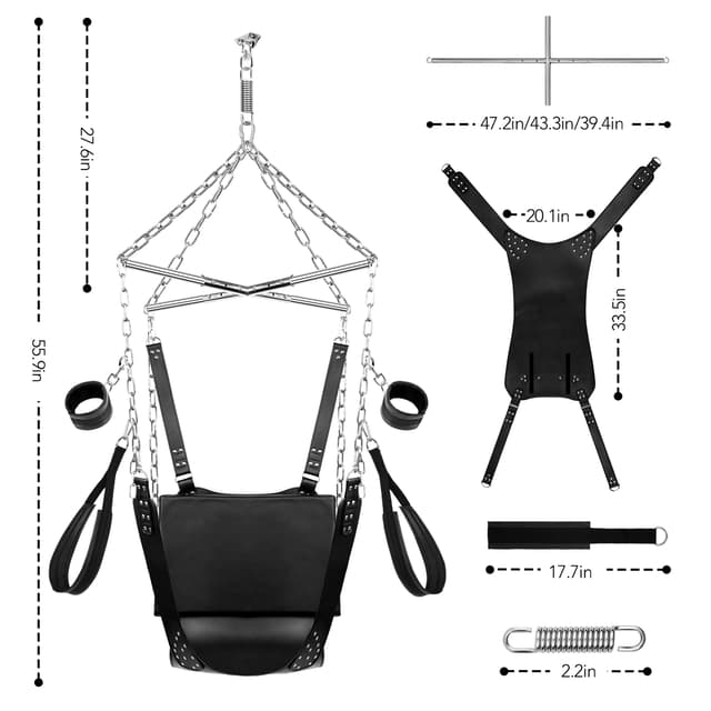 UTIMI Ceiling Sex Swing – Adjustable BDSM Sling with Padded Support & 360° Rotation, Holds Up to 800 lbs