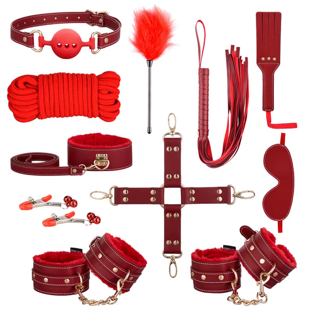 BDSM 11PCS - 11 Pieces Leather Restraints Kits
