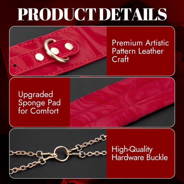 Red 7-Piece BDSM Restraint Kit – Adjustable Bondage Set for Couples