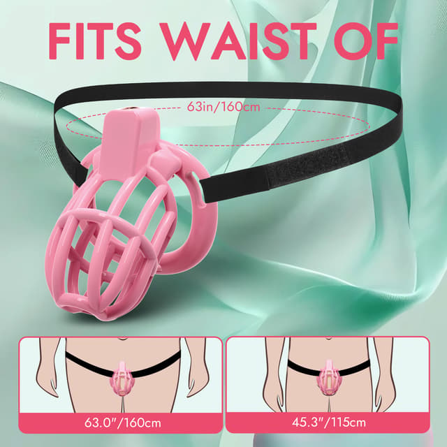 UTIMI 3D Printed Chastity Cage – Breathable PC Cock Cage with 4 Size Rings, Hidden Lock & Adjustable Belt （Black）