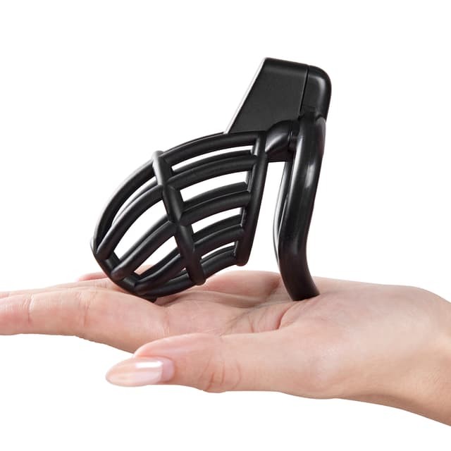 UTIMI 3D Printed Chastity Cage – Breathable PC Cock Cage with 4 Size Rings, Hidden Lock & Adjustable Belt （Black）