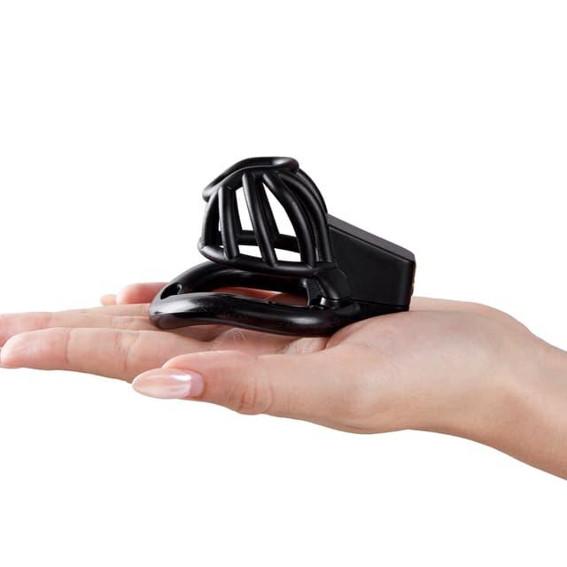 UTIMI 3D Printed Chastity Cage – Breathable PC Cock Cage with 4 Size Rings, Hidden Lock & Adjustable Belt （Black）