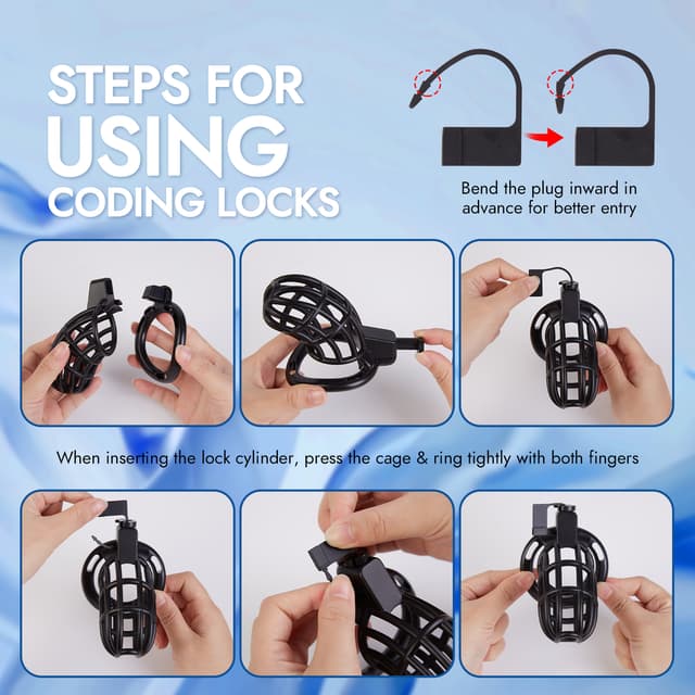UTIMI 3D Printed Chastity Cage – Breathable PC Cock Cage with 4 Size Rings, Hidden Lock & Adjustable Belt （Black）