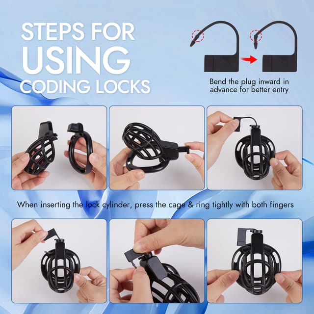 UTIMI 3D Printed Chastity Cage – Breathable PC Cock Cage with 4 Size Rings, Hidden Lock & Adjustable Belt （Black）