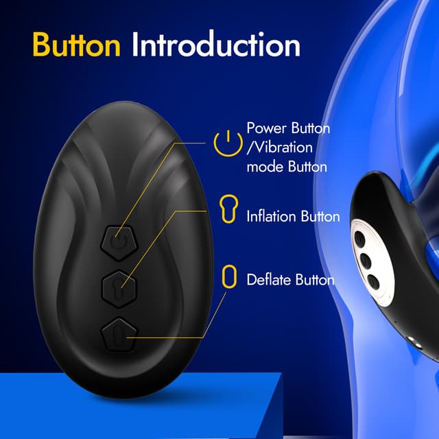 Utimi & Deeplusty Inflatable Prostate Massager Anal Sex Toy with App & Remote, 8 Vibration Modes