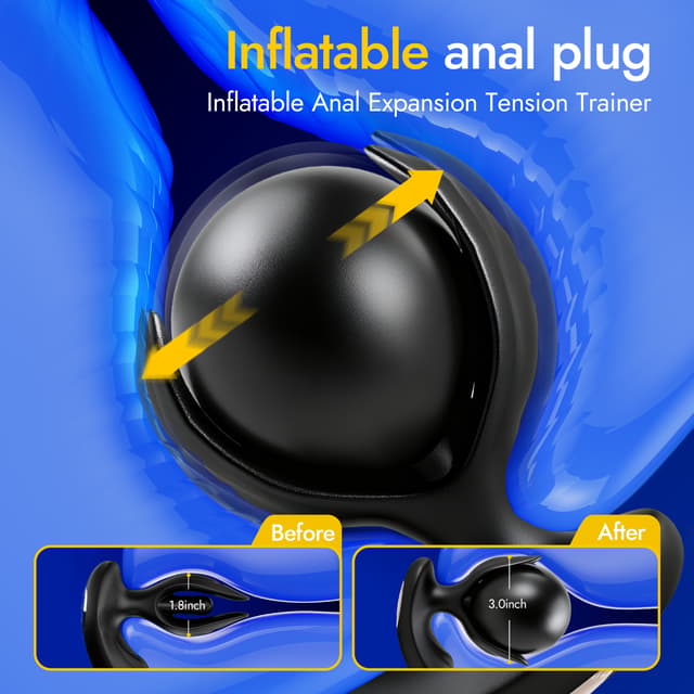 Utimi & Deeplusty Inflatable Prostate Massager Anal Sex Toy with App & Remote, 8 Vibration Modes