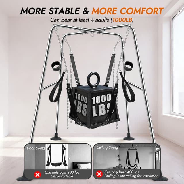 Utimi Heavy-Duty Sex Swing Stand – Adjustable Couples Sling with 1000 lb Steel Frame