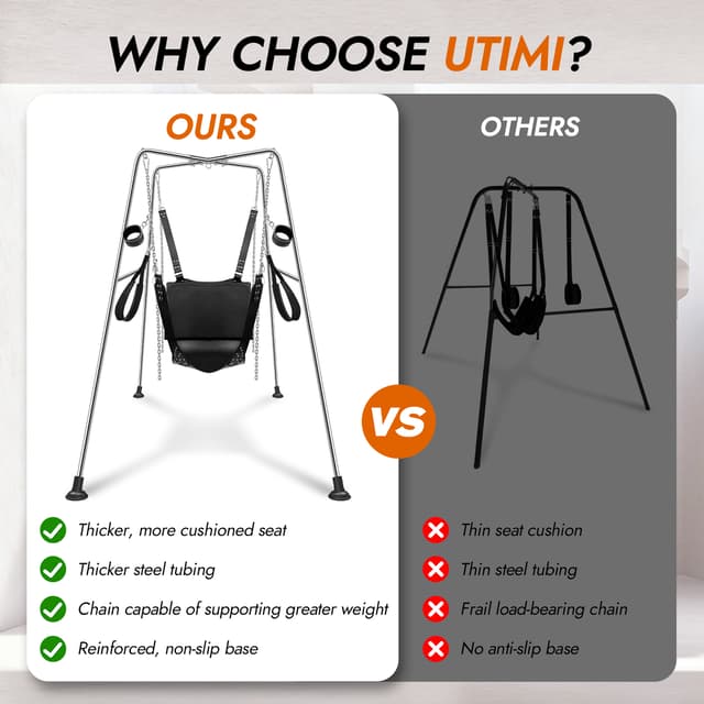 Utimi Heavy-Duty Sex Swing Stand – Adjustable Couples Sling with 1000 lb Steel Frame