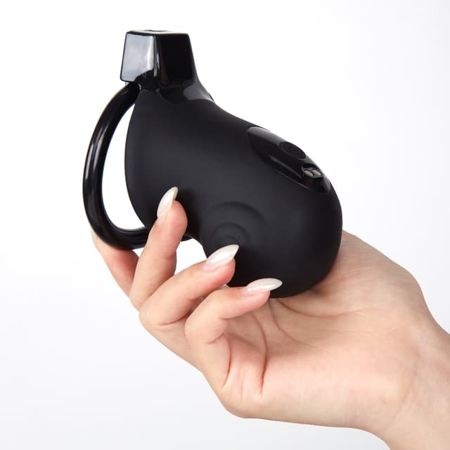 Utimi & Deeplusty App-Controlled Vibrating Chastity Cage – Silicone Cock Cage, 8 Modes, 4 Rings, Secure Lock