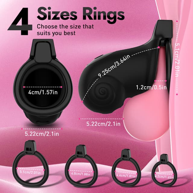 Utimi & Deeplusty App-Controlled Vibrating Chastity Cage – Silicone Cock Cage, 8 Modes, 4 Rings, Secure Lock