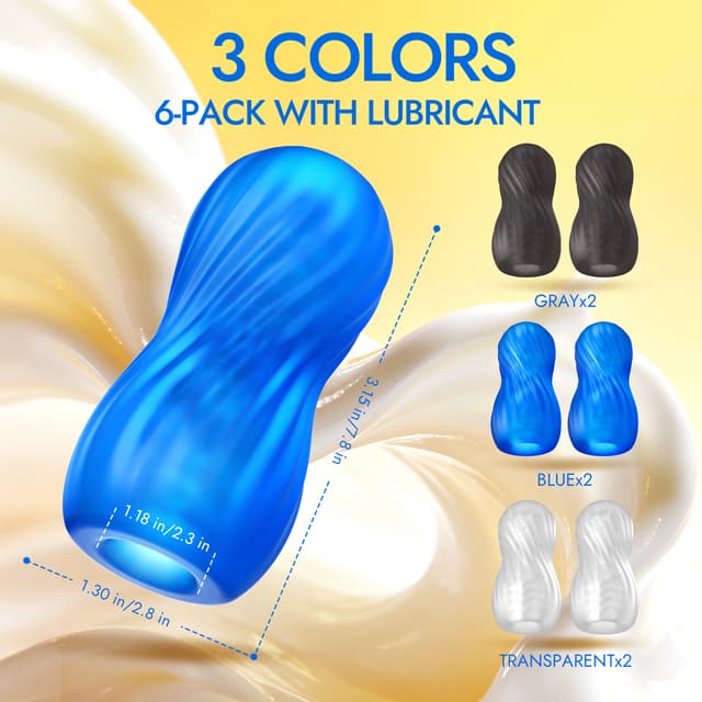 Pulse - Utimi & Deeplusty – Ultra-Soft TPE Male Masturbator Sleeve, Realistic 3D Textured Stroker for Men, 6PCS