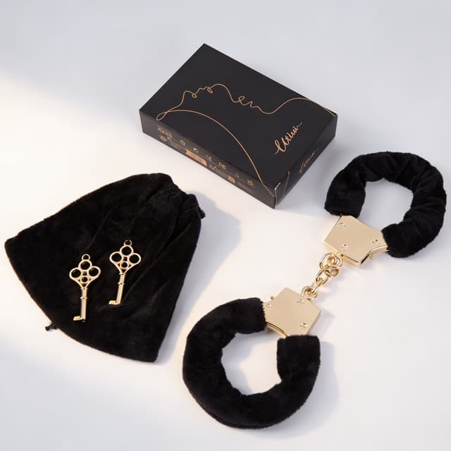 （Presale）Metal Handcuffs – Adjustable Fuzzy BDSM Cuffs with Two Keys for Couples Role Play